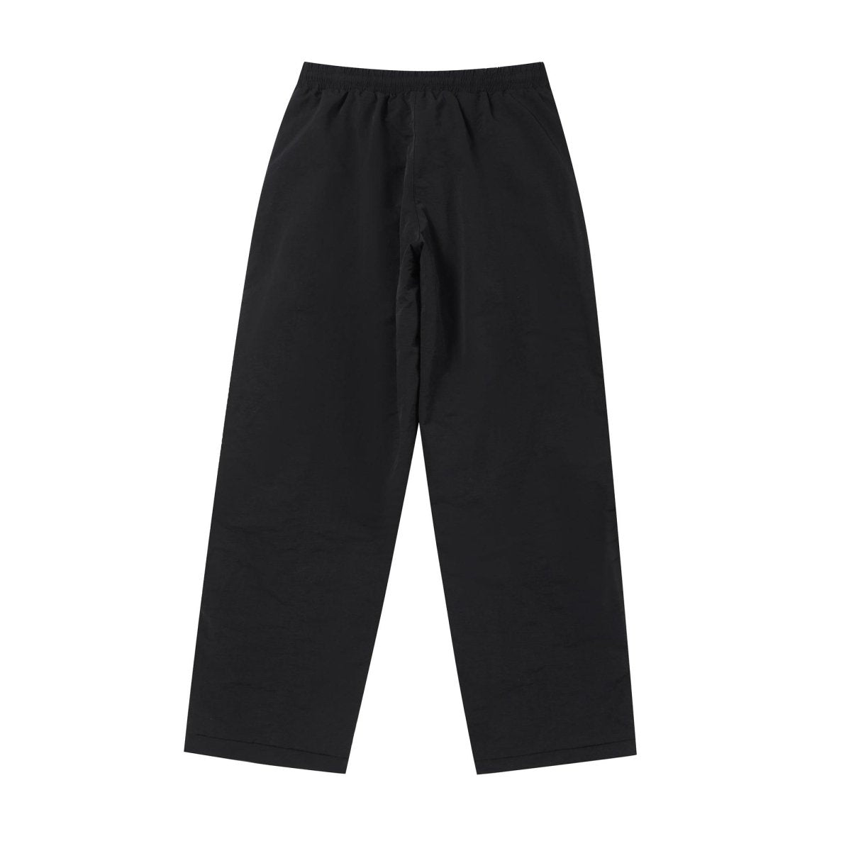 Black NPT Baby Gang zip track pants with a relaxed fit, featuring an elastic waistband for comfort.