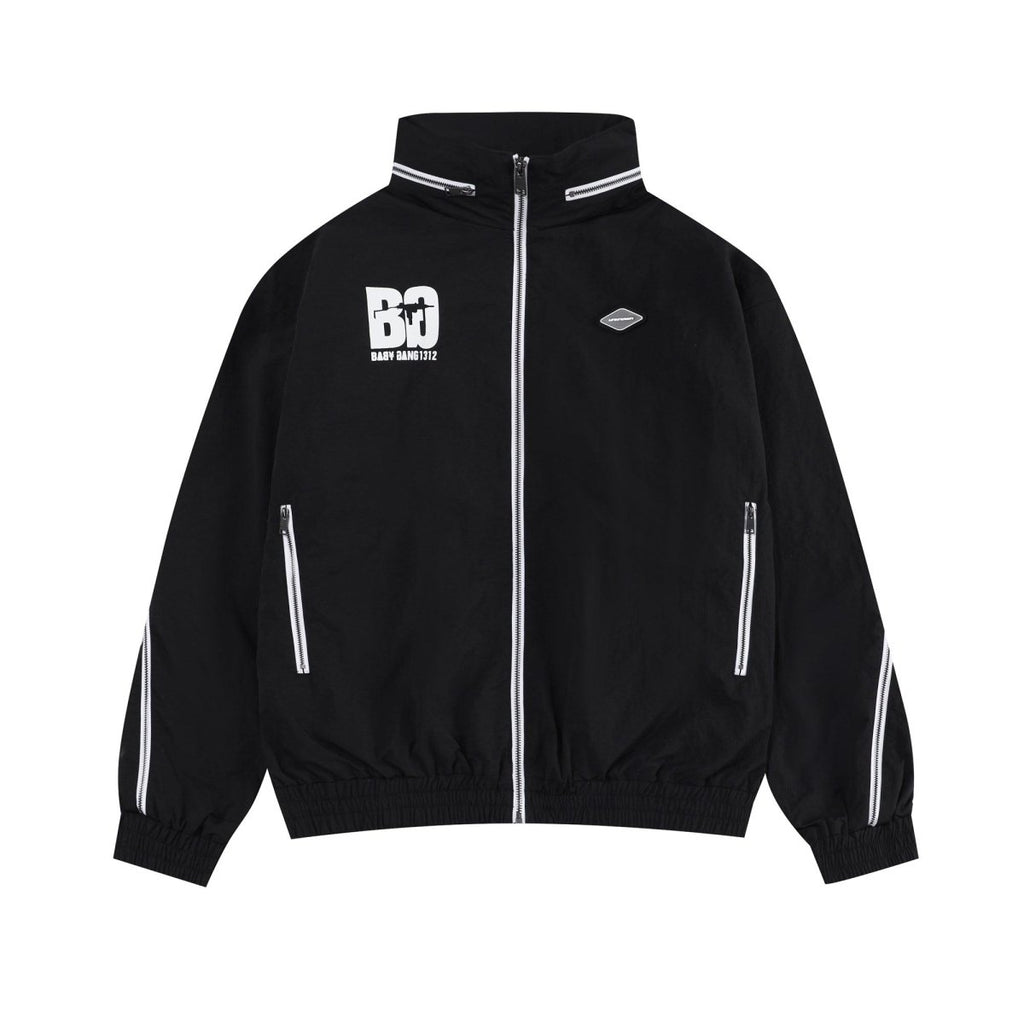 Black and white NPT Baby Gang zip track top jacket with logo and side pockets