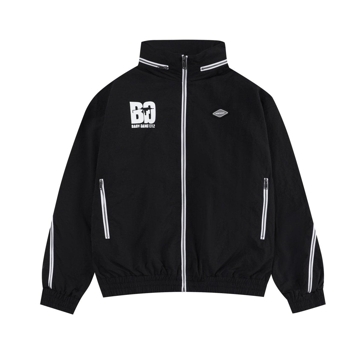 Black and white NPT Baby Gang zip track top jacket with logo and side pockets