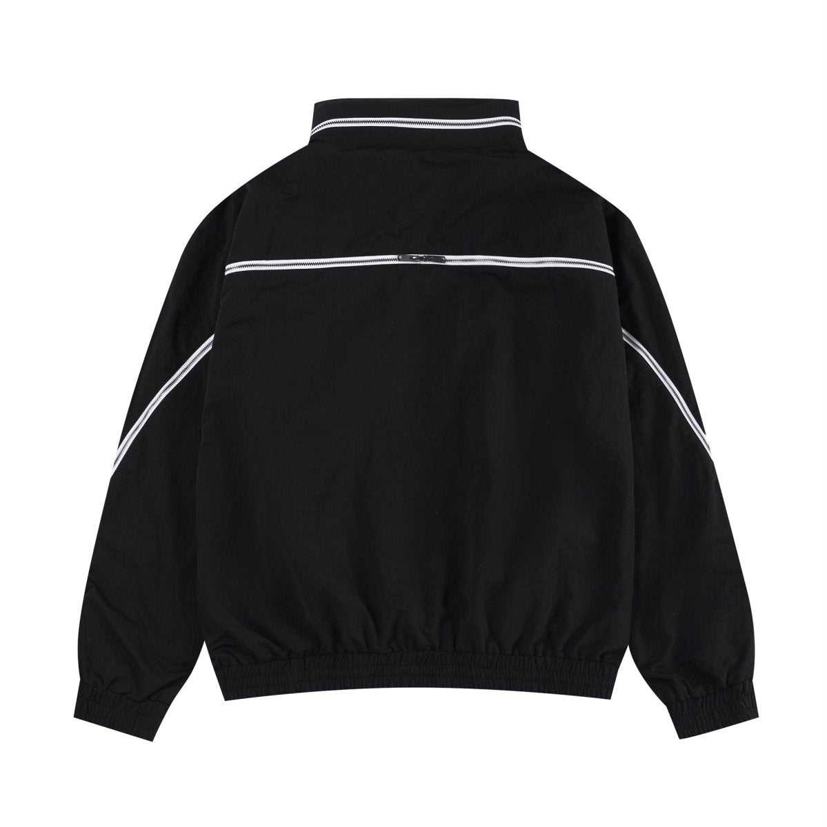 Back view of Black/White NPT Baby Gang Zip Track Top, featuring stylish design and elastic cuffs.