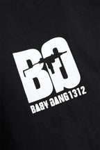 Black baby gang zip track top featuring bold white logo design on a black background.