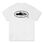 Corteiz OG Island T-Shirt white with black graphic logo on back, featuring high-quality cotton and cut & sew design.
