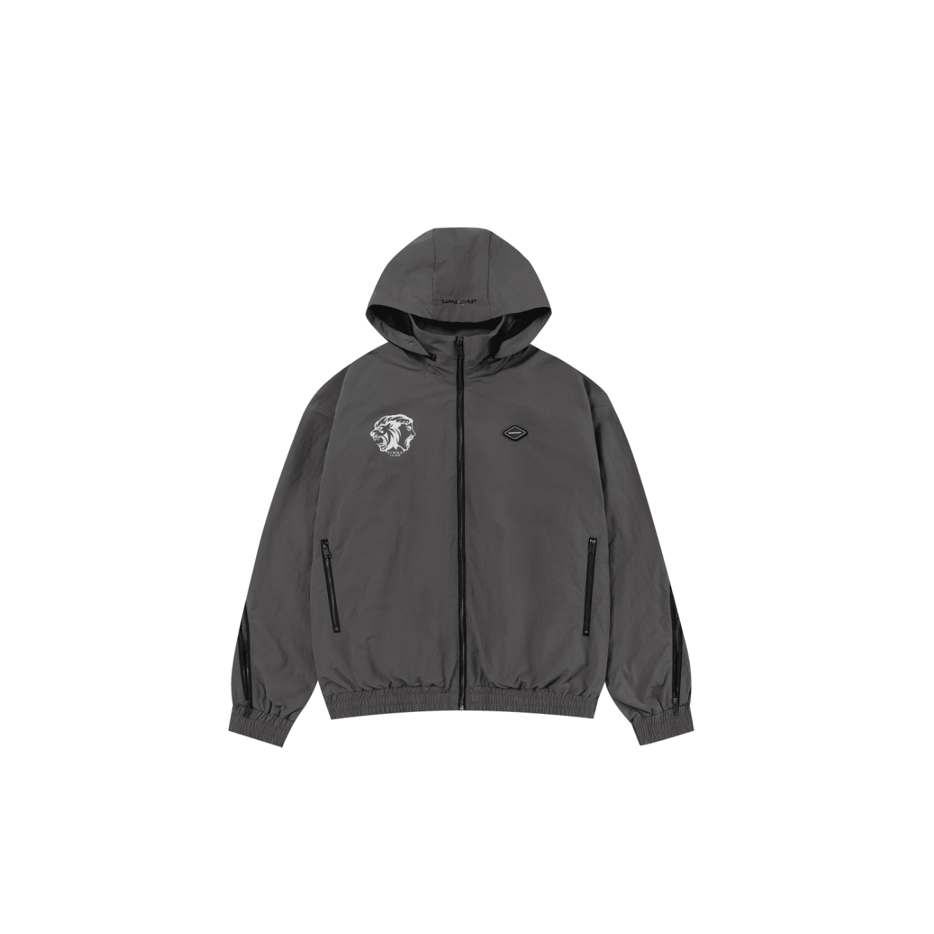 Grey and black NPT Simba La Rue zip track top featuring logo and hooded design.