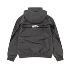 Back view of Grey/Black NPT Simba La Rue Zip Track Top, showcasing hood and sleek design.