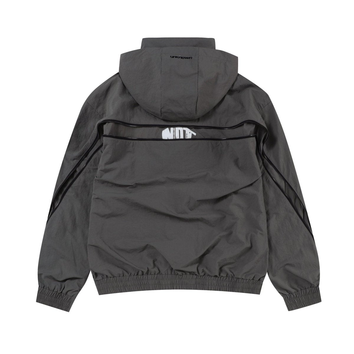Back view of Grey/Black NPT Simba La Rue Zip Track Top, showcasing hood and sleek design.