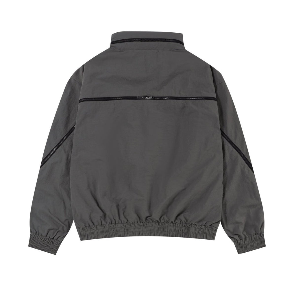 Grey and black NPT Simba La Rue zip track top, casual hoodie with elastic cuffs and back zip pocket.