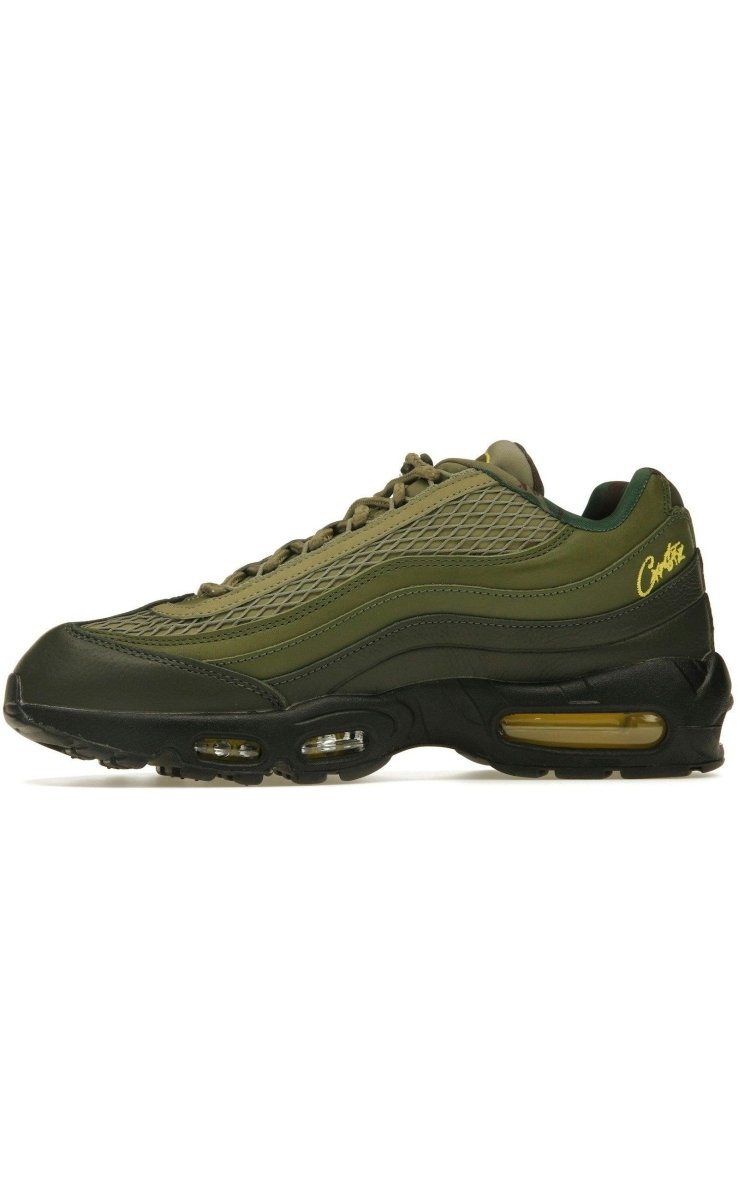 Nike Air Max 95 SP Corteiz Gutta Green sneakers featuring a military-inspired design and co-branding.
