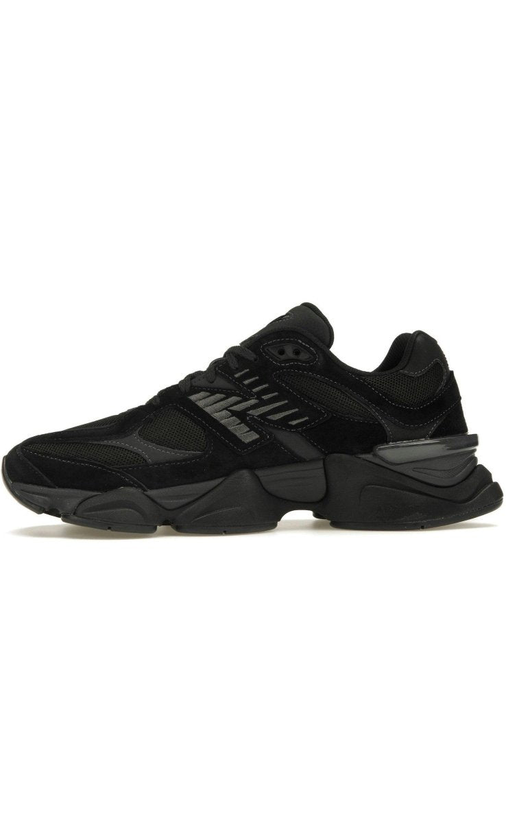 New Balance 9060 Black sneaker featuring breathable mesh and durable suede overlays for style and comfort.