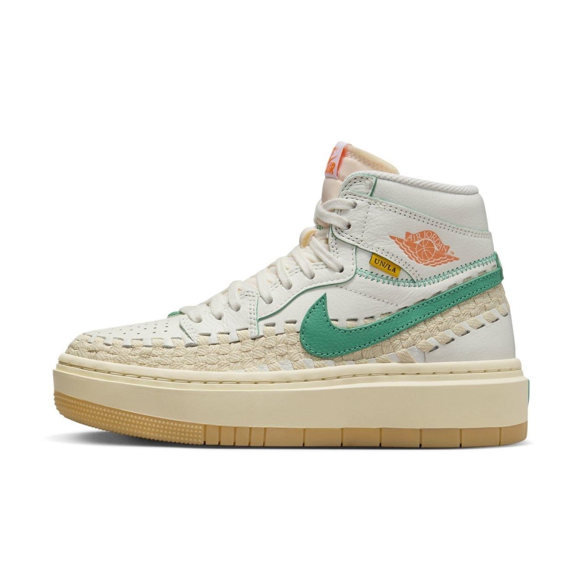 Jordan 1 Elevate High SP Union LA Bephies Beauty Supply Summer of '96 in cream with green accents.