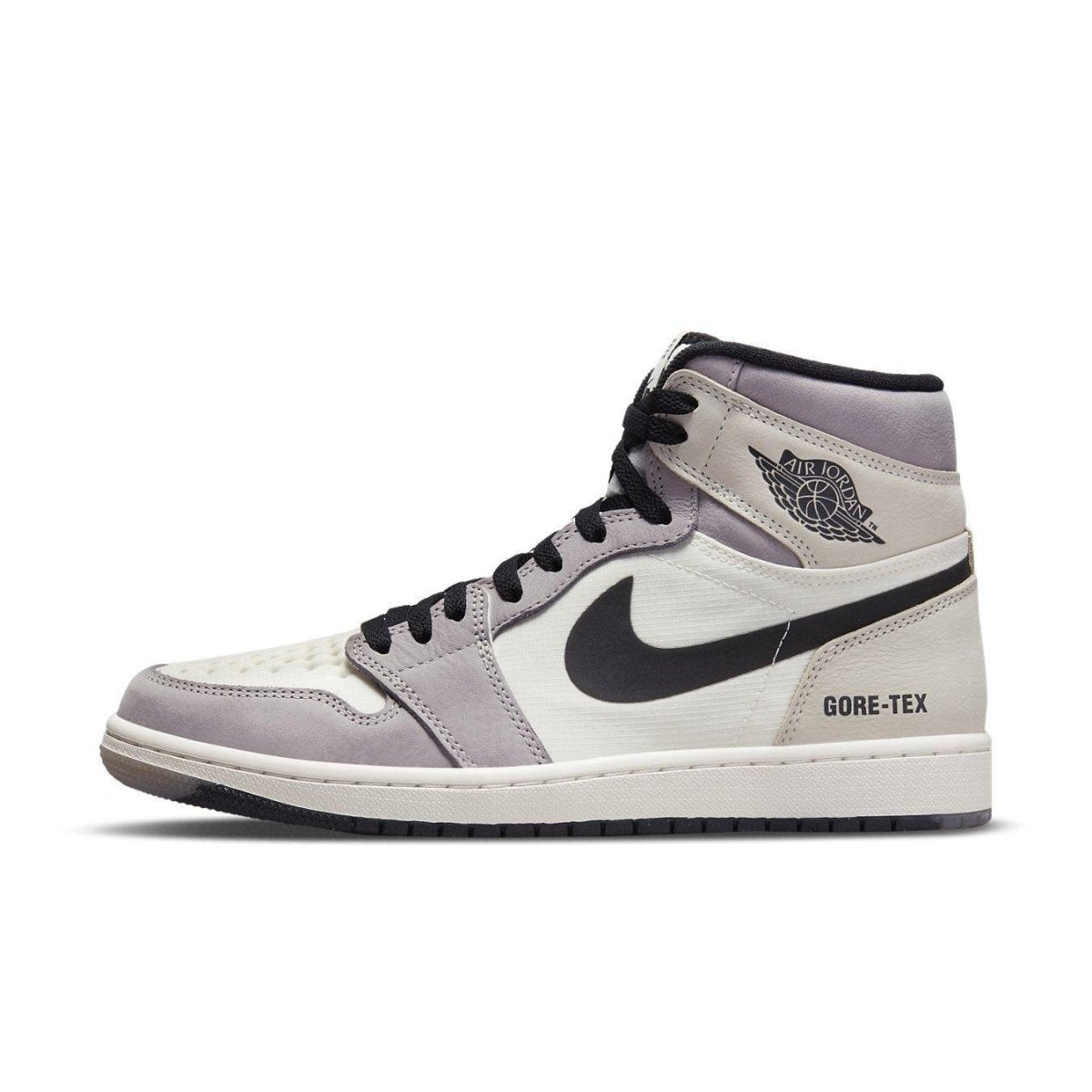 Air Jordan 1 High Element Gore-Tex in Light Bone colorway with black accents and translucent sole.