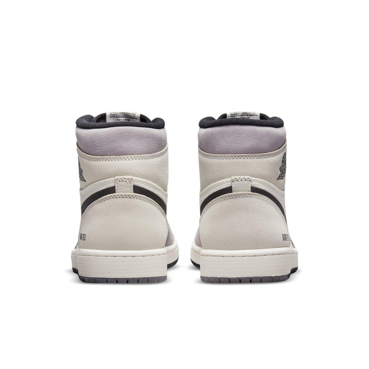 Rear view of the Jordan 1 High Element Gore-Tex in Light Bone with Gore-Tex logo and grey accents.