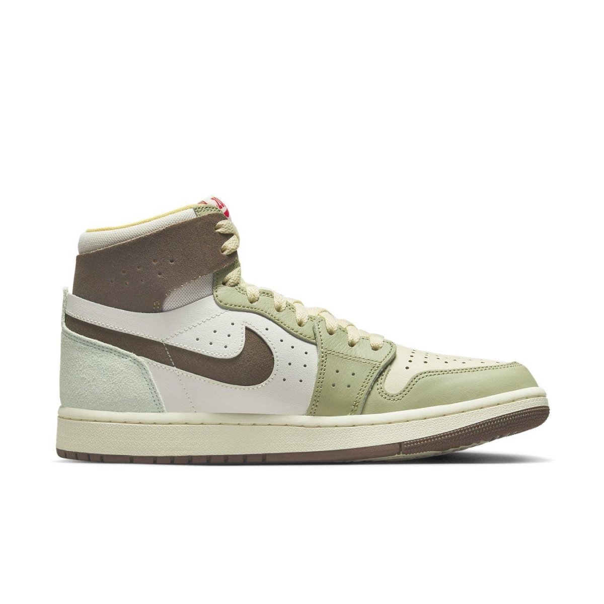Jordan 1 High Zoom Air CMFT 2 Year Of The Rabbit in mint green and brown suede, showcasing a stylish high-top design.