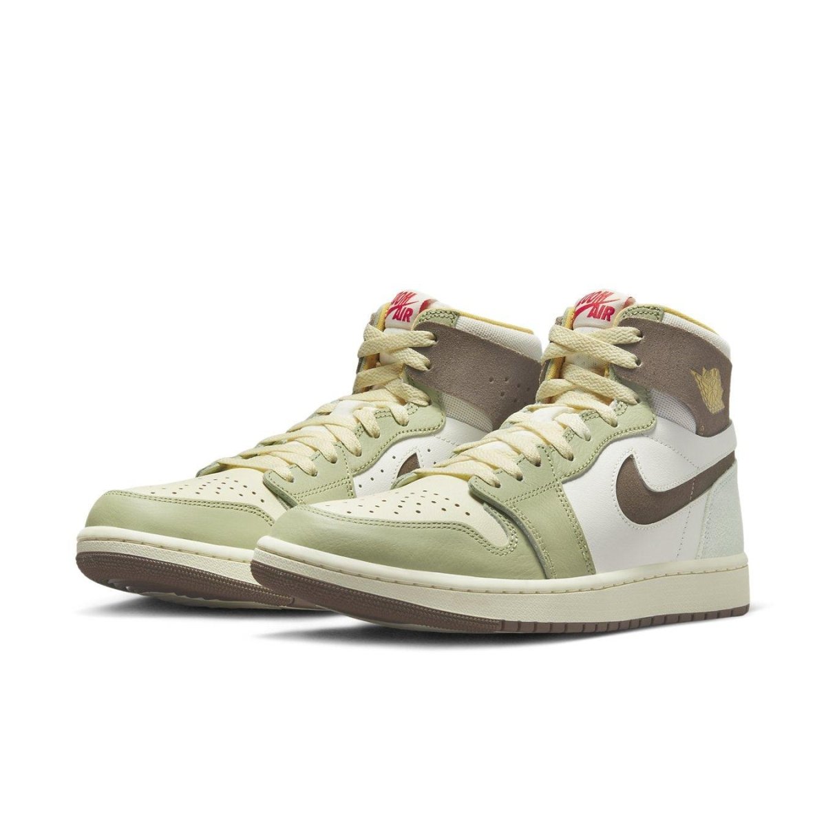 Nike Jordan 1 High Zoom Air CMFT 2 Year Of The Rabbit sneakers in mint green and brown.
