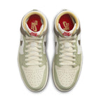 Top view of the Jordan 1 High Zoom Air CMFT 2 Year Of The Rabbit in mint green and brown suede.