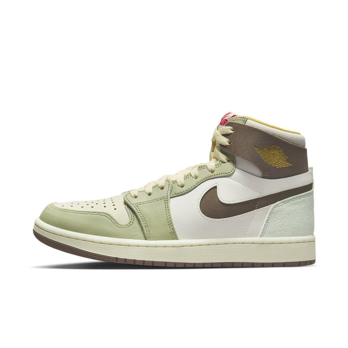 Jordan 1 High Zoom Air CMFT 2 Year Of The Rabbit in mint green and brown suede, featuring Zoom Air sole for comfort.