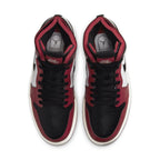 Top view of Jordan 1 High Zoom Air CMFT Patent Chicago sneakers with layered design and recognizable branding.