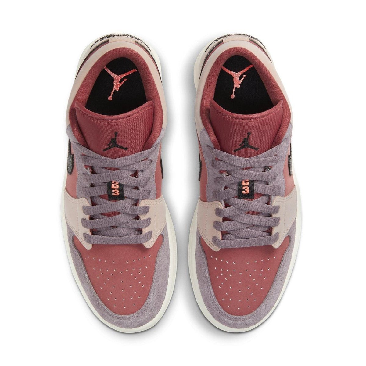 Air Jordan 1 Low Canyon Rust women's sneakers in rust and lavender tones, featuring comfortable design and classic styling.