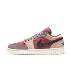 Nike Air Jordan 1 Low Canyon Rust women's sneakers with a blend of rust, beige, and purple colors.