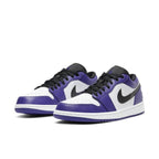 Air Jordan 1 Low Court Purple White featuring vibrant purple overlays and a classic white leather base.