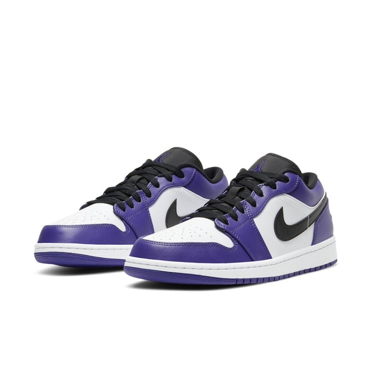 Air Jordan 1 Low Court Purple White featuring vibrant purple overlays and a classic white leather base.