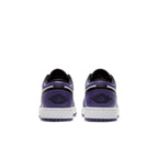 Rear view of Air Jordan 1 Low Court Purple White (GS) showcasing sleek purple and white design.