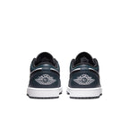 Back view of Air Jordan 1 Low Dark Teal showcasing white wing logo and dark teal accents on a sleek design.