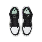 Air Jordan 1 Low Easter Pastel Tie-Dye GS in black and white with mint green accents and tie-dye overlays.