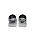 Back view of Air Jordan 1 Low Easter Pastel Tie-Dye sneakers featuring colorful tie-dye design and mint green sole.