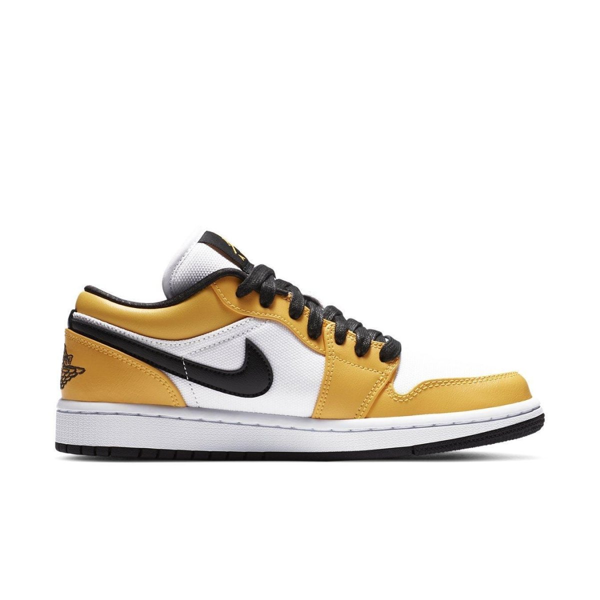 Air Jordan 1 Low Laser Orange sneaker for women with white, orange, and black colorway.