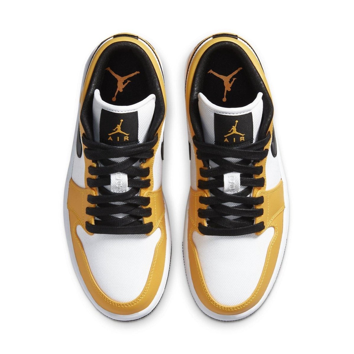 Air Jordan 1 Low Laser Orange women's sneakers in white and orange colorway with black accents.
