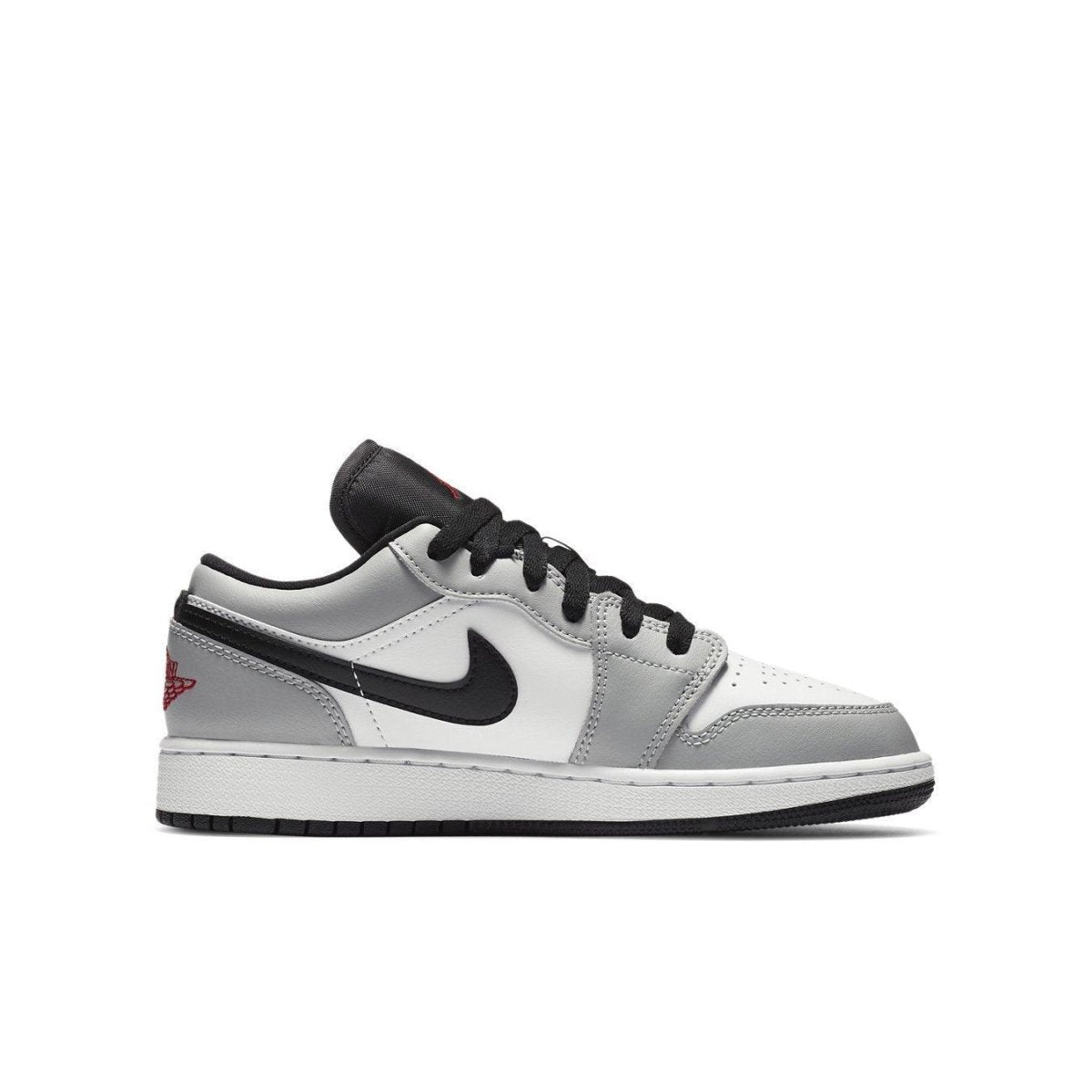 Nike Air Jordan 1 Low Light Smoke Grey GS featuring premium leather and classic design for kids.
