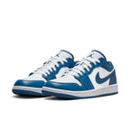 Air Jordan 1 Low Marina Blue sneakers featuring a blue and white bicolor design, perfect for stylish comfort.