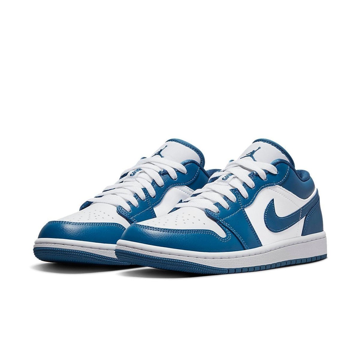 Air Jordan 1 Low Marina Blue sneakers featuring a blue and white bicolor design, perfect for stylish comfort.