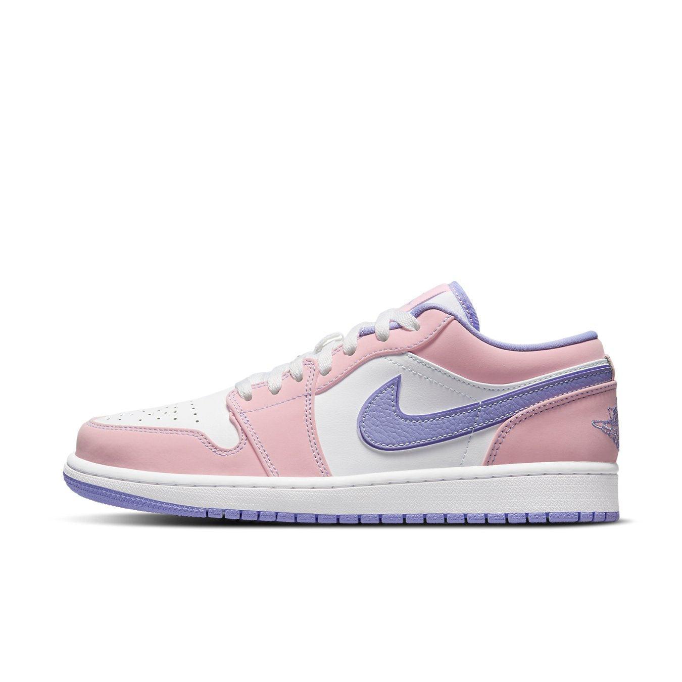 Jordan 1 Low SE Arctic Punch in Arctic Punch/Purple Pulse/White with layered Swoosh and smooth leather.