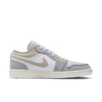 Nike Jordan 1 Low SE Craft Inside Out in Tech Grey with layered neutral tones and clean white accents.