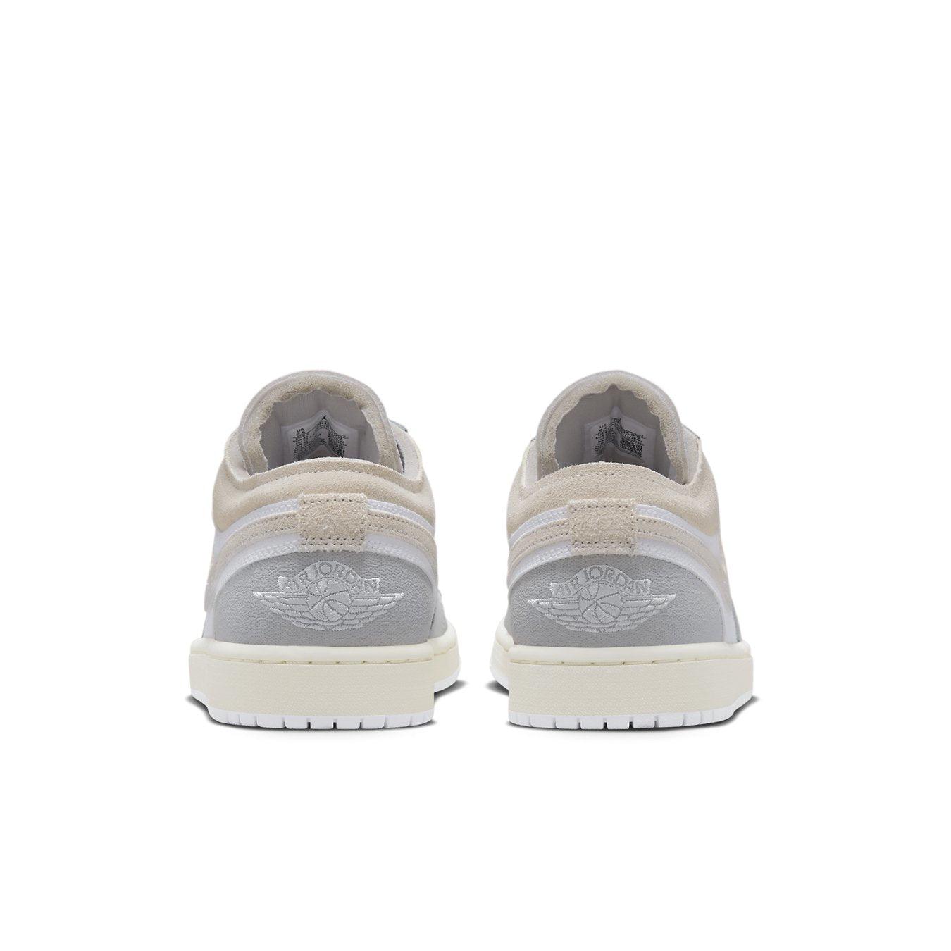 Back view of Jordan 1 Low SE Craft Inside Out in Tech Grey with layered color panels.