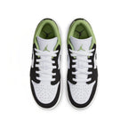 Top view of Air Jordan 1 Low SE Floral Vines in white, black, and green with floral details on the Swoosh.