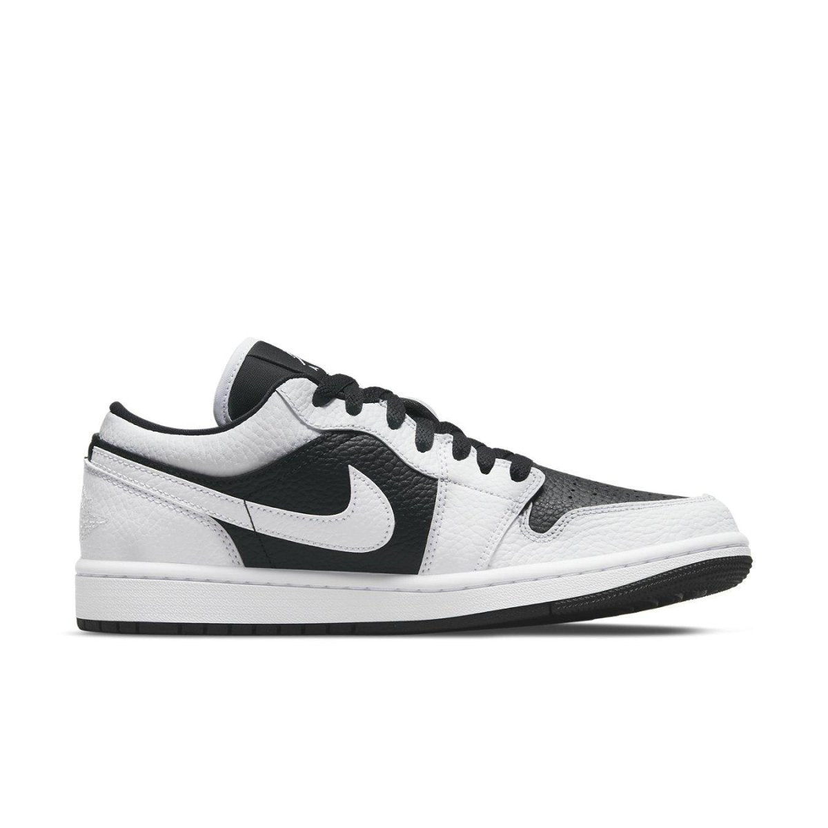 Air Jordan 1 Low SE Homage Split White Black women's sneaker with leather upper and unique color-blocking design.