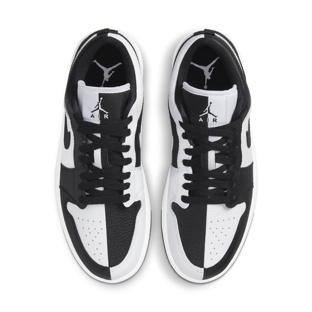 Air Jordan 1 Low SE 'Homage' women's shoes in black and white with contrasting leather design.
