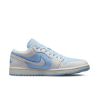 Jordan 1 Low SE Reverse Ice Blue (W) with white and light blue textured basketball upper.