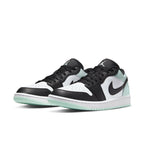 Air Jordan 1 Low Tie-Dye sneakers featuring a black, white, and tie-dye mint design.