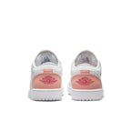 Air Jordan 1 Low 'To My First Coach' shoes featuring pink and white colorway and Jumpman logo on the heel.
