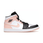 Air Jordan 1 Mid Arctic Orange Black Toe sneaker with white, black, and pastel orange colorway.