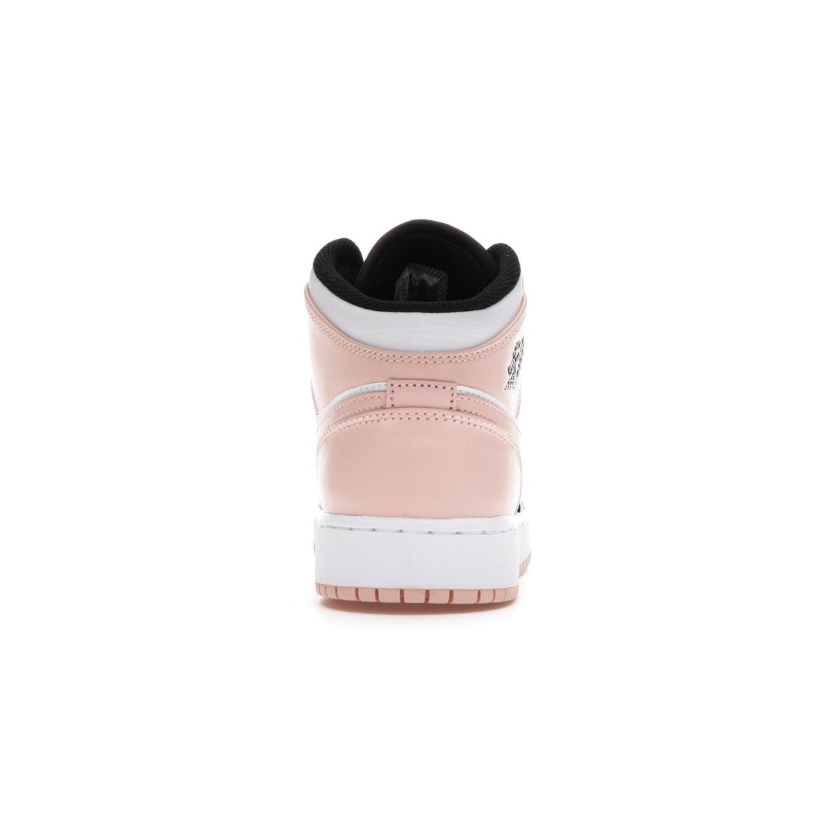 Back view of Air Jordan 1 Mid Arctic Orange Black Toe GS showcasing pastel accents and sleek design.