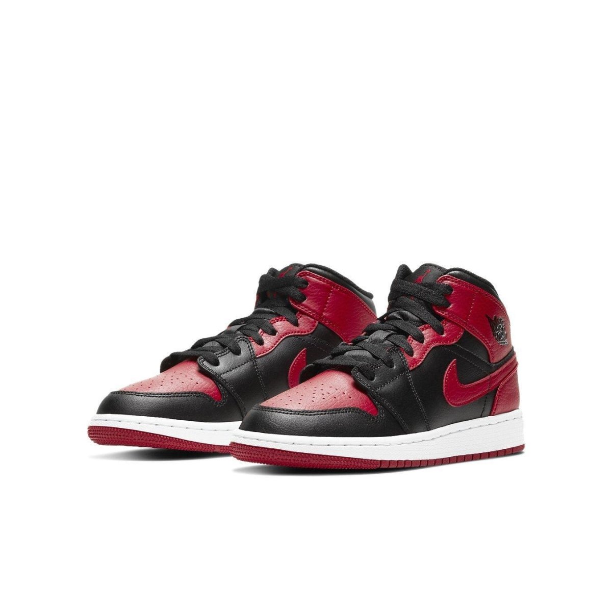 Air Jordan 1 Mid Banned 2020 in black and red with white sole, showcasing a stylish and bold design.