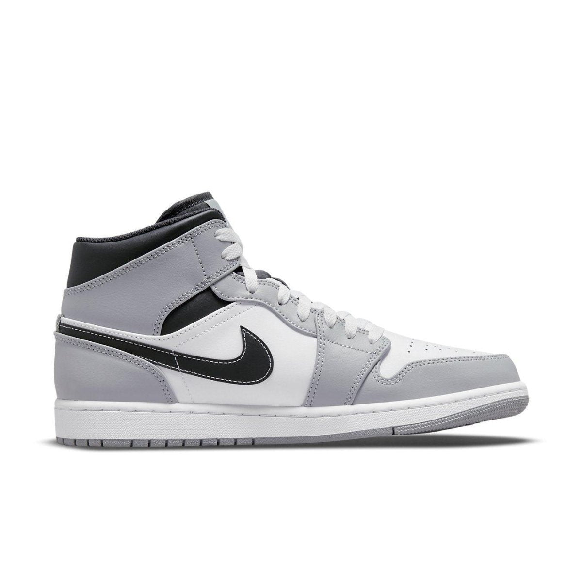 Nike Air Jordan 1 Mid Light Smoke Grey Anthracite sneaker with sleek design and comfort features.
