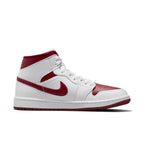 Nike Jordan 1 Mid Reverse Chicago sneakers in white and red colorway, featuring a retro design.
