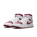 Jordan 1 Mid Reverse Chicago (W) sneaker featuring a white upper with red accents and a classic design.