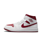 Nike Jordan 1 Mid Reverse Chicago women's sneakers in white and red, featuring a retro design and vibrant accents.