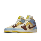 Jordan 1 Mid SE Fearless Maison Chateau Rouge sneakers with colorful design and unique textures.